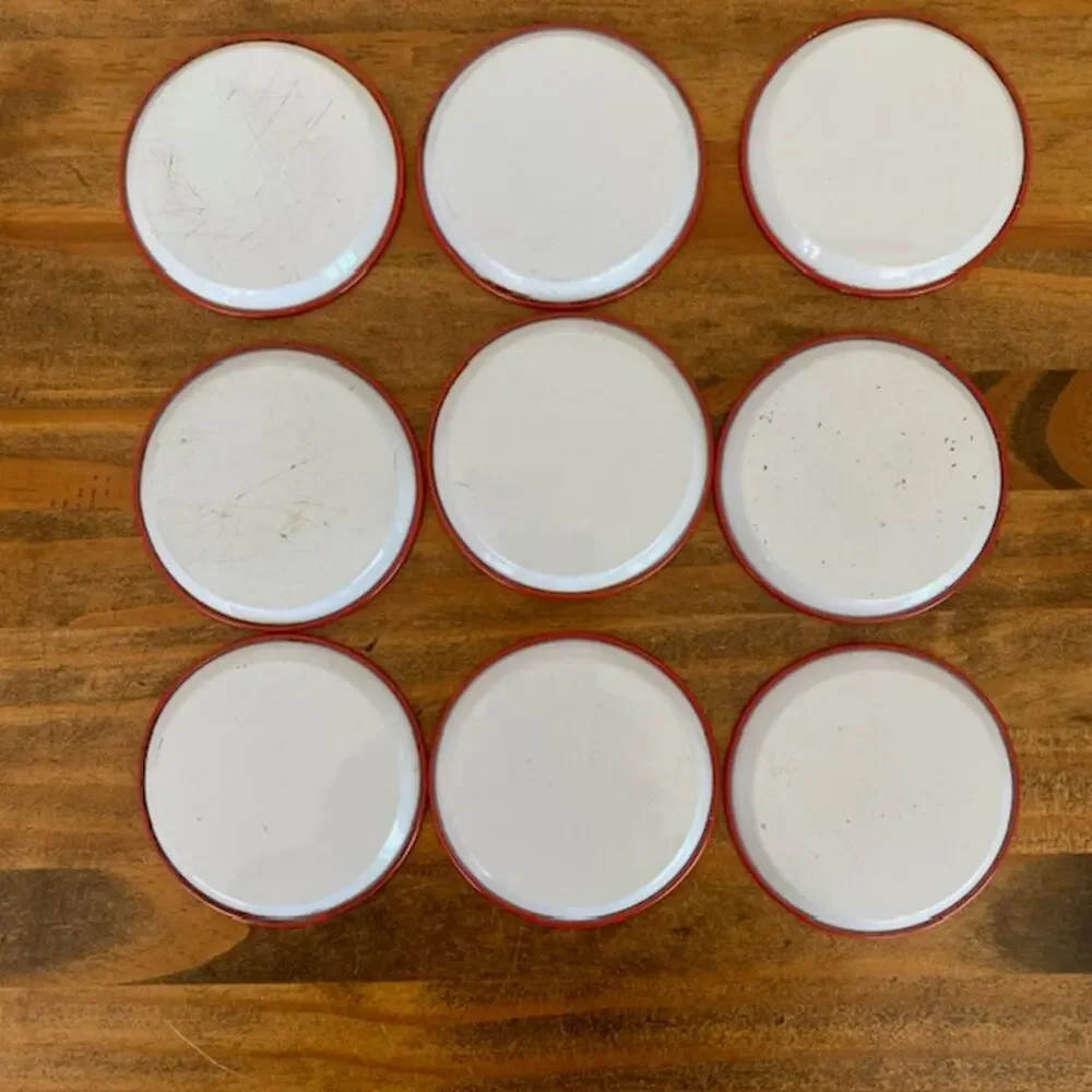 Vintage Set of Metal Coasters - Mid Century Look - made in Brazil